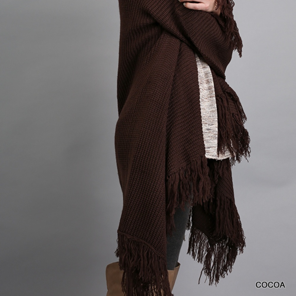 Umgee Cocoa Fringe Cardigan - Picture 2 of 4